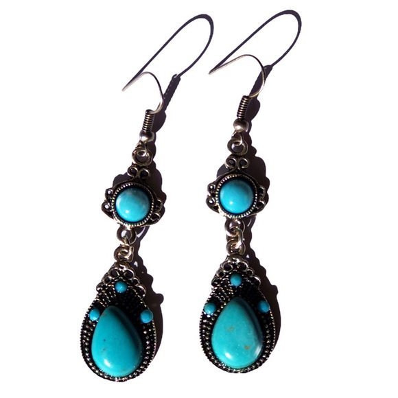 Artisan Turquoise Dangle Earrings - Picture 3 of 6